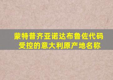 蒙特普齐亚诺达布鲁佐代码 受控的意大利原产地名称